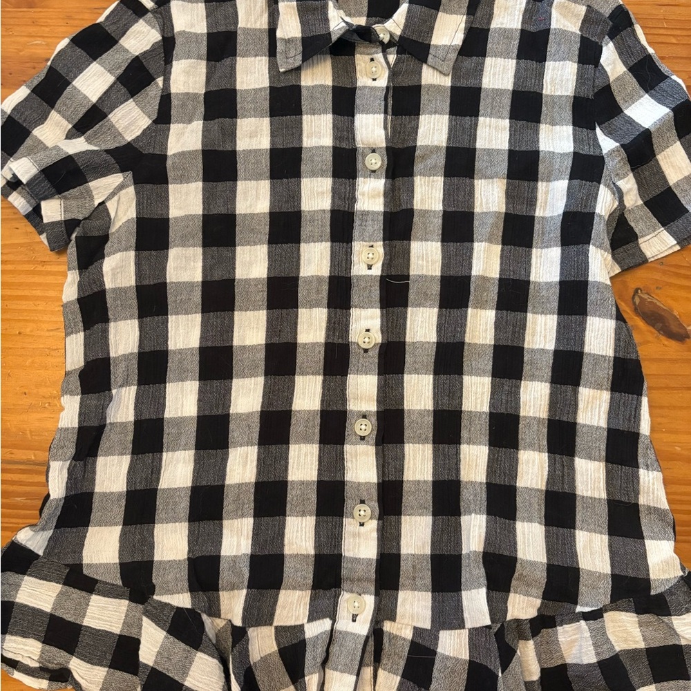 Madewell Black and White Plaid Shirt